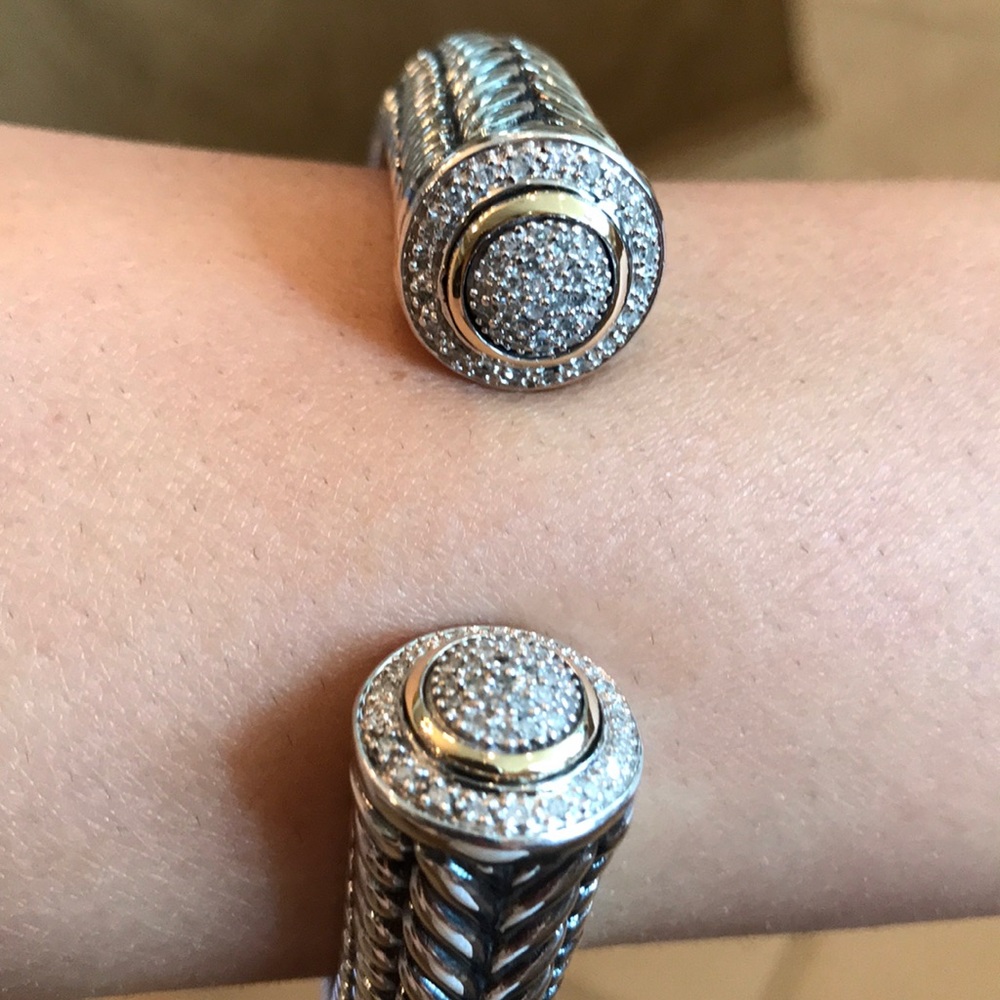 T&C 14k Gold 925 Silver Pave Diamond Bracelet